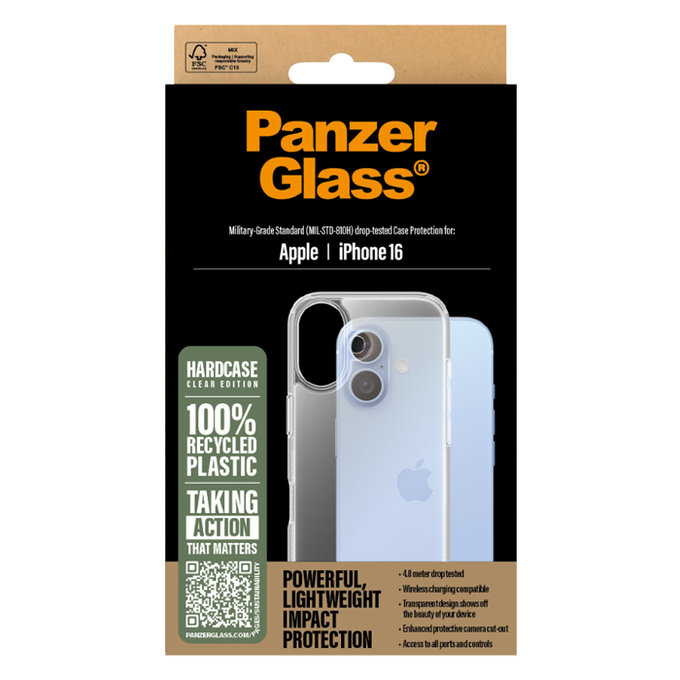 Θήκη HardCase για iPhone 16 | Transparent | PanzerGlass