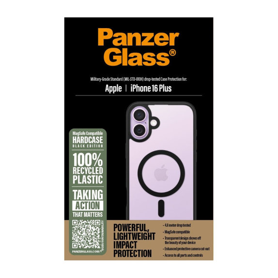 Θήκη HardCase με MagSafe για iPhone 16 Plus, Μαύρο, PanzerGlass