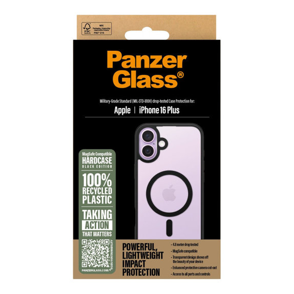Θήκη HardCase με MagSafe για iPhone 16 Plus, Μαύρο, PanzerGlass