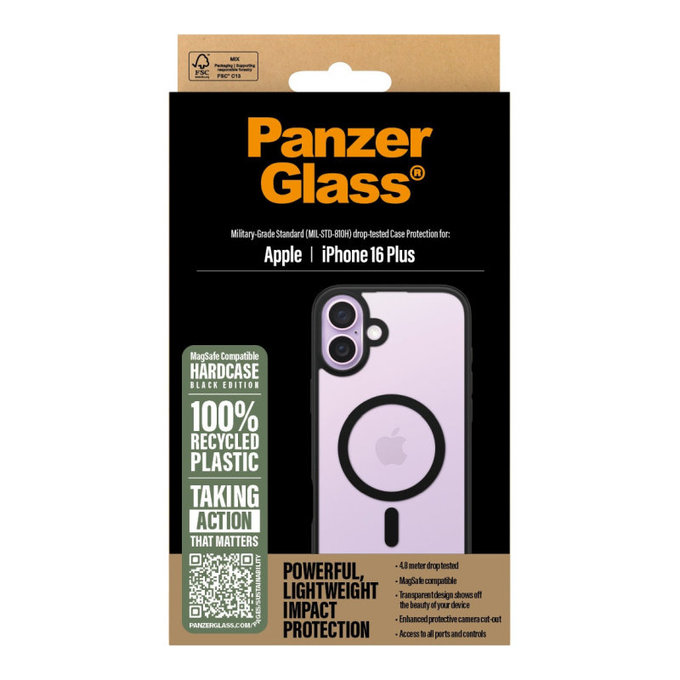 Θήκη HardCase με MagSafe για iPhone 16 Plus, Μαύρο, PanzerGlass
