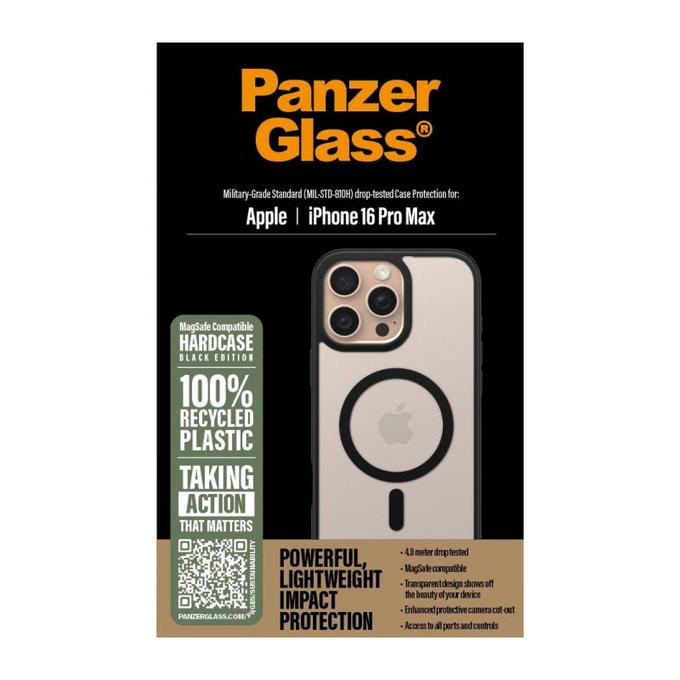 Θήκη HardCase με MagSafe για iPhone 16 Pro Max, Μαύρο, PanzerGlass