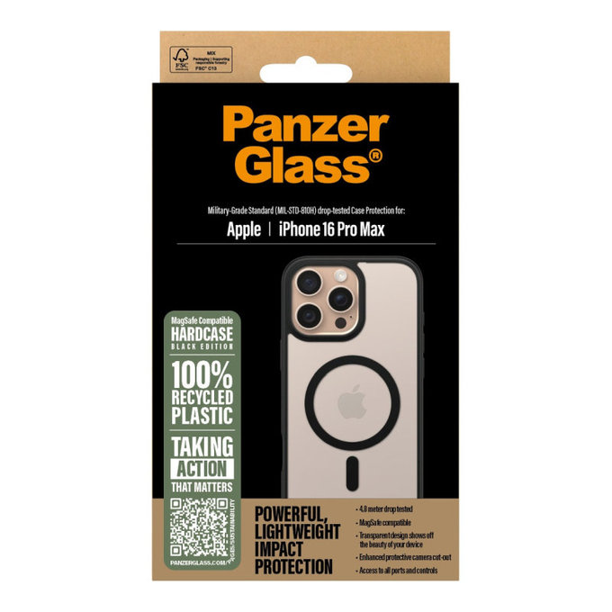 Θήκη HardCase με MagSafe για iPhone 16 Pro Max, Μαύρο, PanzerGlass