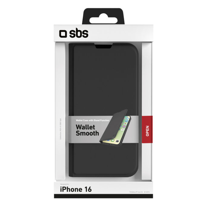 Θήκη Book Wallet Smooth για iPhone 16 | Μαύρο | Black | SBS