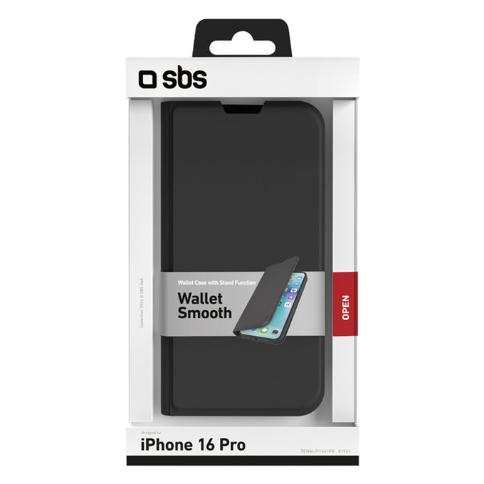 Θήκη Book Wallet Smooth για iPhone 16 Pro | Μαύρο | Black | SBS