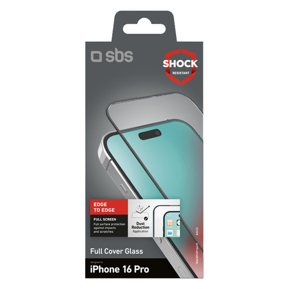 Προστατευτικό Γυαλί Full Cover για iPhone 16 Pro | μαύρο | Black | SBS