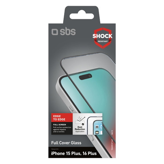 Προστατευτικό Γυαλί Full Cover για iPhone 16 Plus | μαύρο | Black | SBS
