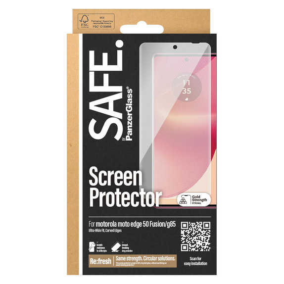 Σκληρυμένο γυαλί UWF για Motorola Moto G85 5G/Edge 50 Fusion, Μαύρο, SAFE by PanzerGlass