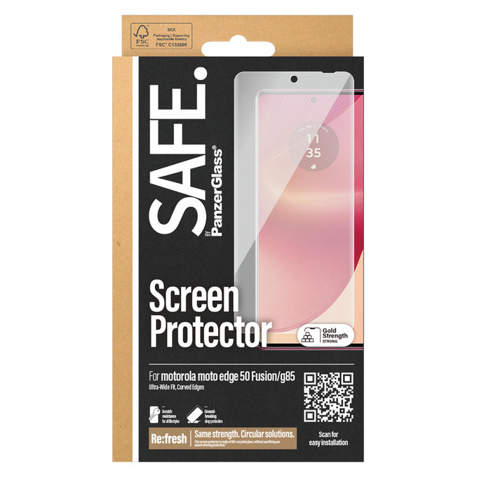 Σκληρυμένο γυαλί UWF για Motorola Moto G85 5G/Edge 50 Fusion, Μαύρο, SAFE by PanzerGlass