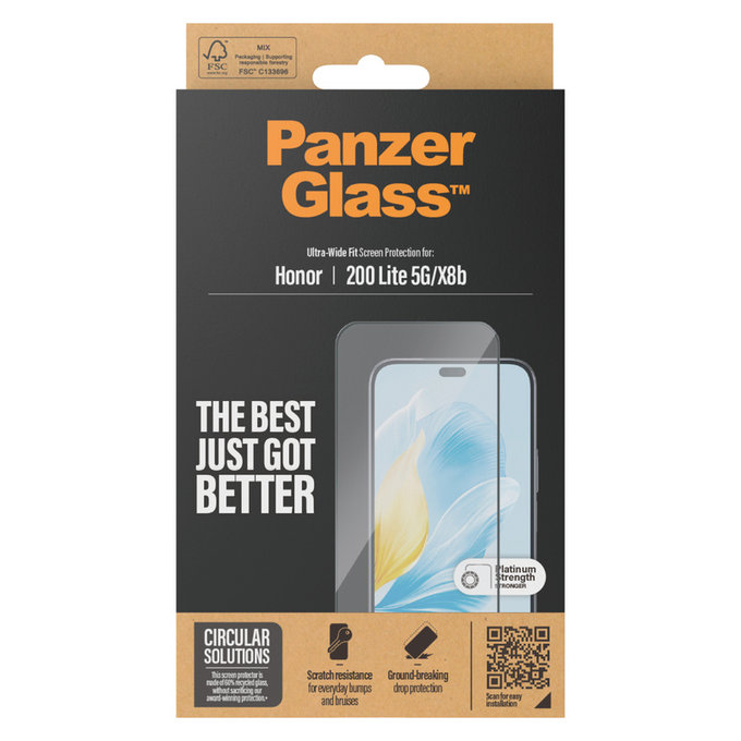 Σκληρυμένο γυαλί UWF για Honor 200 Lite, Μαύρο, PanzerGlass