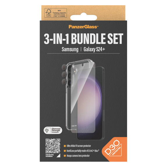 Bundle Hoops + Σκληρυμένο γυαλί UWF + Hard Case D3O για Samsung Galaxy S24+, PanzerGlass