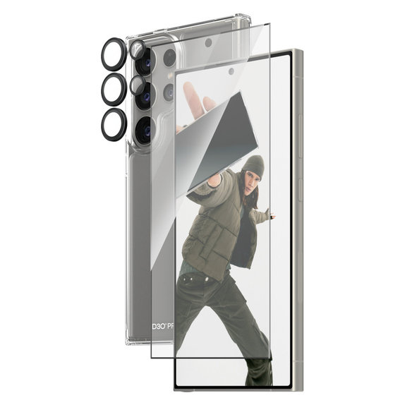 Bundle Hoops + Σκληρυμένο γυαλί UWF + Hard Case D3O για Samsung Galaxy S24 Ultra, PanzerGlass