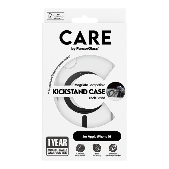 Θήκη Kickstand με MagSafe για iPhone 16, Μαύρο, CARE