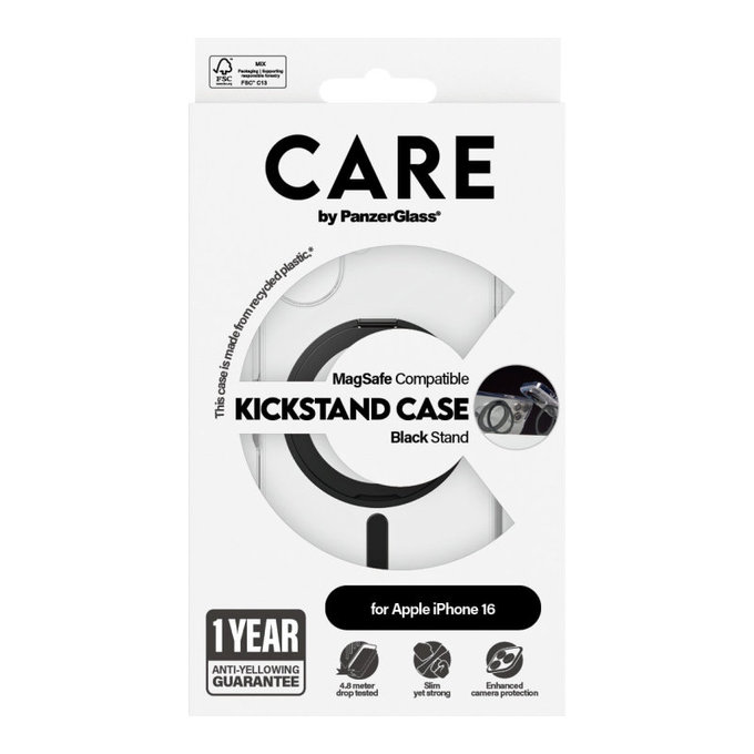 Θήκη Kickstand με MagSafe για iPhone 16, Μαύρο, CARE