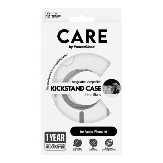 Θήκη Kickstand με MagSafe για iPhone 16, Ασημί, CARE