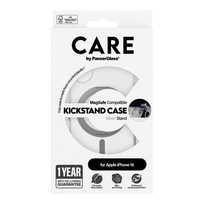 Θήκη Kickstand με MagSafe για iPhone 16, Ασημί, CARE