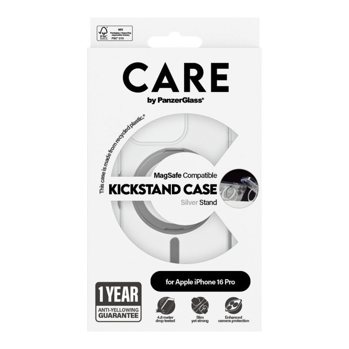 Θήκη Kickstand με MagSafe για iPhone 16 Pro, Ασημί, CARE