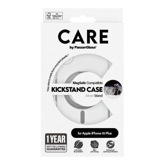 Θήκη Kickstand με MagSafe για iPhone 16 Plus, Ασημί, CARE