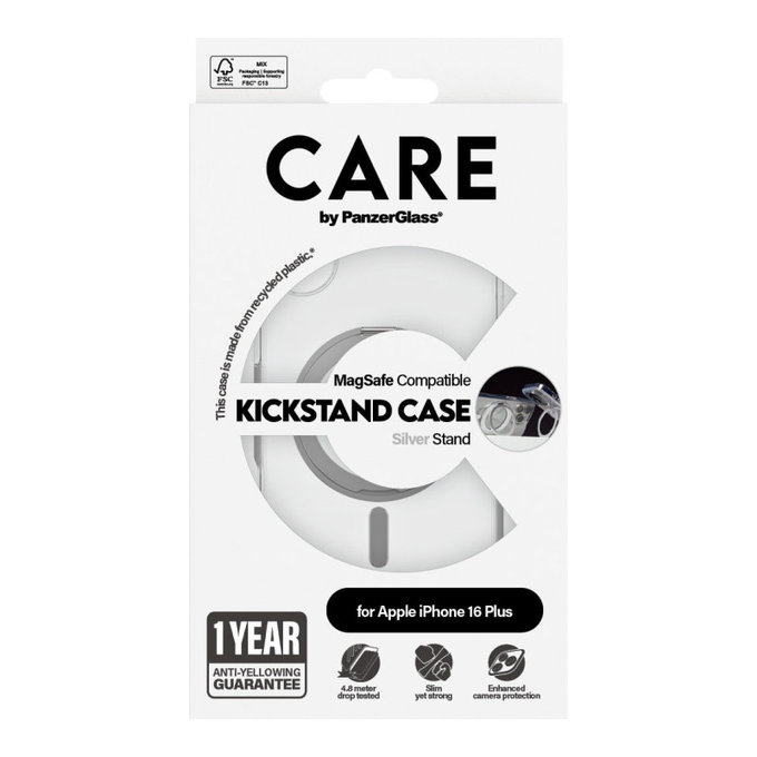 Θήκη Kickstand με MagSafe για iPhone 16 Plus, Ασημί, CARE