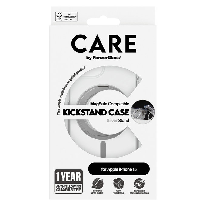 Θήκη Kickstand με MagSAFE by PanzerGlass για iPhone 15, Ασημί, PanzerGlass