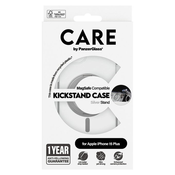 Θήκη Kickstand με MagSAFE by PanzerGlass για iPhone 15 Pro Max, Ασημί, PanzerGlass