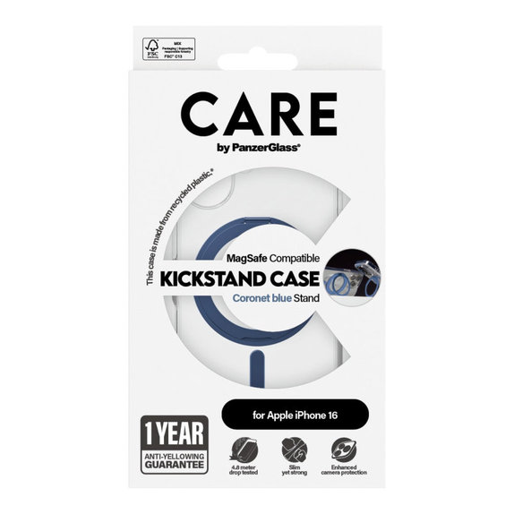 Θήκη Kickstand με MagSafe για iPhone 16, Μπλε, CARE