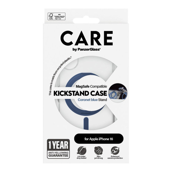 Θήκη Kickstand με MagSafe για iPhone 16, Μπλε, CARE