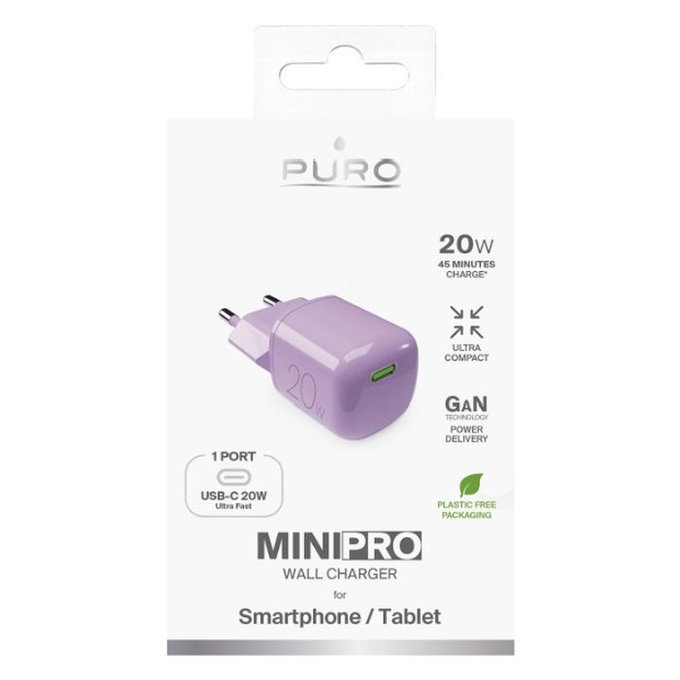 Αντάπτορας Φόρτισης MiniPro USB-C GaN 20W | Κοραλί | Coraltastic | PURO