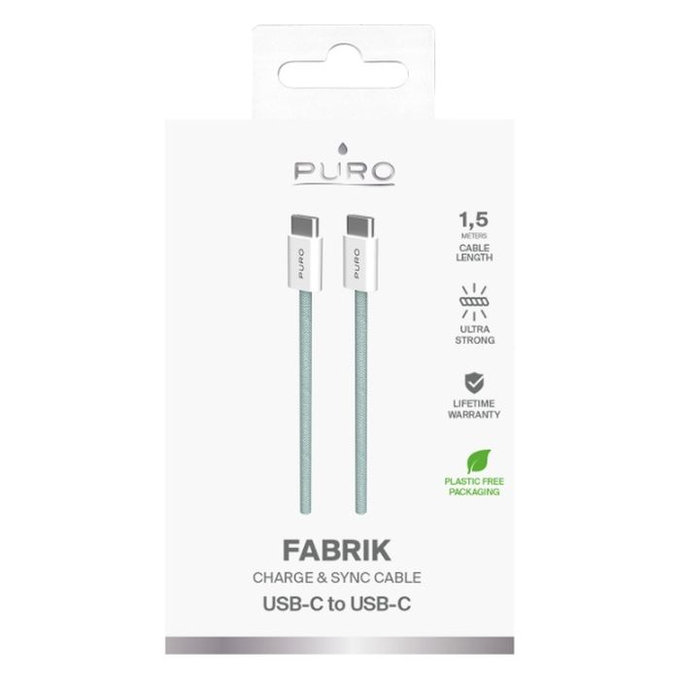 Καλώδιο USB-C / USB-C, 60W, Fabrik FABK4 (1.5m), Νησιώδης Ομίχλη | Island Mist | PURO