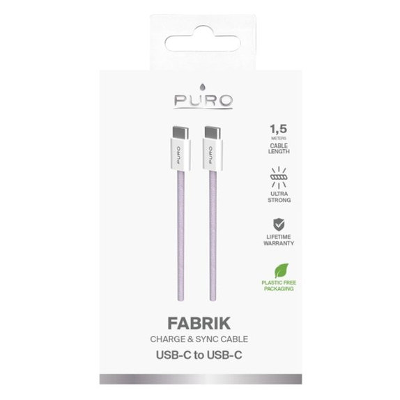 Καλώδιο USB-C / USB-C, 60W, Fabrik FABK4 (1.5m), Κοραλλιογενές | Coraltastic | PURO