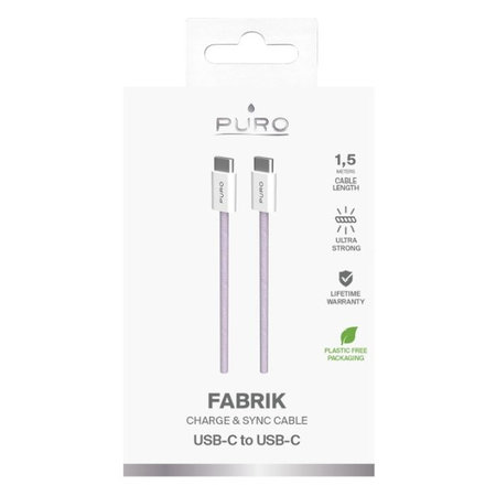 Καλώδιο USB-C / USB-C, 60W, Fabrik FABK4 (1.5m), Κοραλλιογενές | Coraltastic | PURO