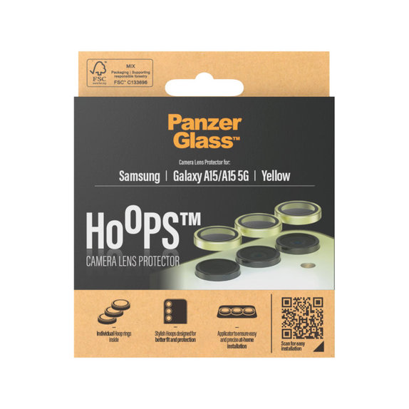 Προστατευτικό φακού κάμερας Hoops για Samsung A15/A15 5G, Κίτρινο, PanzerGlass
