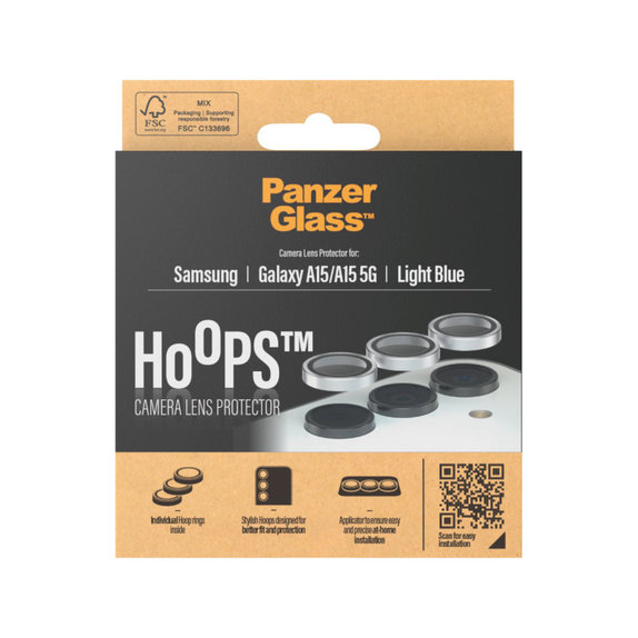 Προστατευτικό φακού κάμερας Hoops για Samsung A15/A15 5G, Ανοιχτό μπλε, PanzerGlass