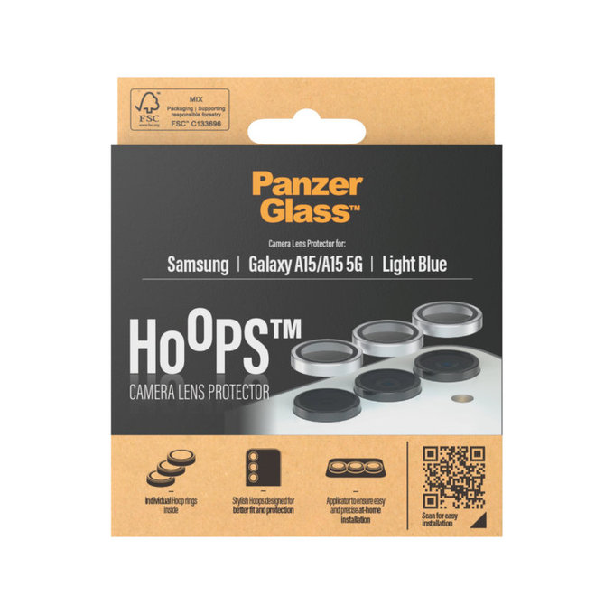 Προστατευτικό φακού κάμερας Hoops για Samsung A15/A15 5G, Ανοιχτό μπλε, PanzerGlass