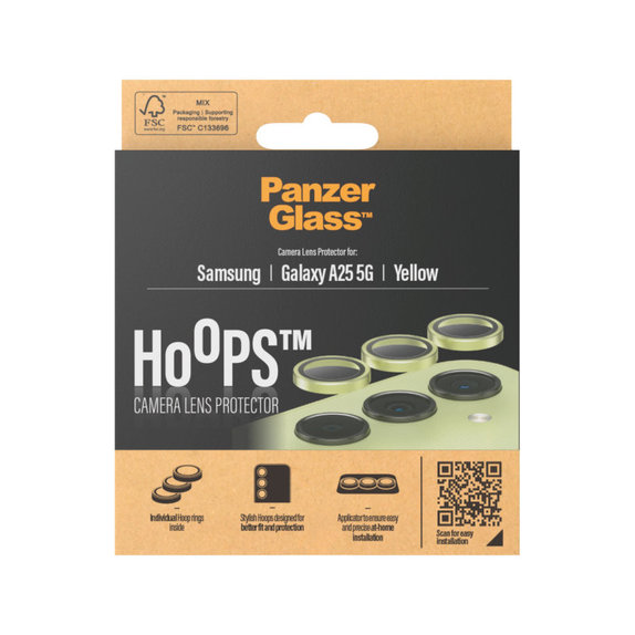 Προστατευτικό φακού κάμερας Hoops για Samsung A25 5G, Κίτρινο, PanzerGlass