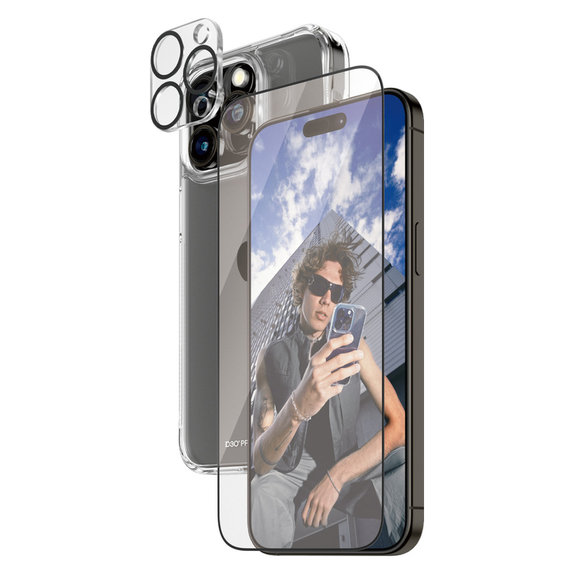 Bundle PicturePerfect + Σκληρυμένο γυαλί UWF + Hard Case D3O για iPhone 15 Pro Max, PanzerGlass