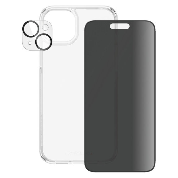 Bundle PicturePerfect + Σκληρυμένο γυαλί UWF Privacy + Hard Case D3O για iPhone 15 Plus, PanzerGlass