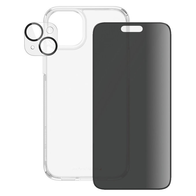 Bundle PicturePerfect + Σκληρυμένο γυαλί UWF Privacy + Hard Case D3O για iPhone 15 Plus, PanzerGlass