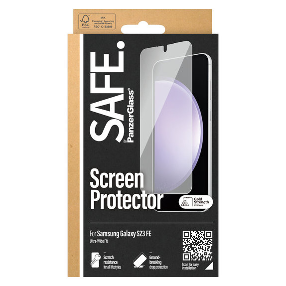Σκληρυμένο γυαλί UWF για Samsung Galaxy S23 FE, Μαύρο, SAFE by PanzerGlass