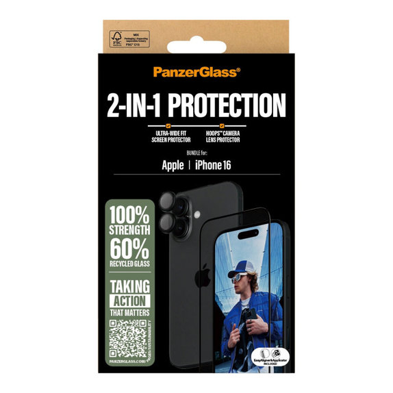 Bundle Hoops + προστατευτικό γυαλί UWF για iPhone 16, PanzerGlass