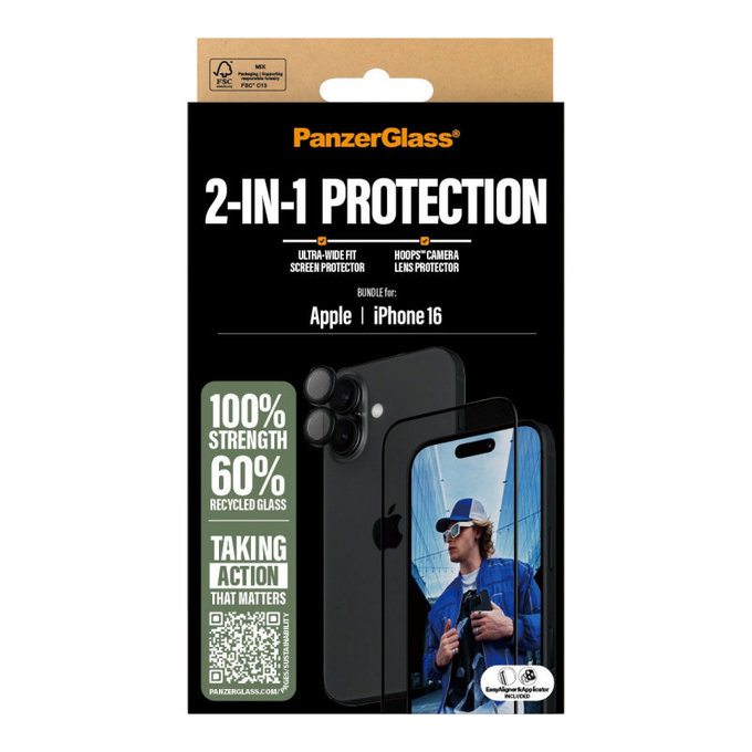 Bundle Hoops + προστατευτικό γυαλί UWF για iPhone 16, PanzerGlass