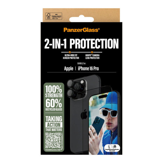 Bundle Hoops + προστατευτικό γυαλί UWF για iPhone 16 Pro, PanzerGlass