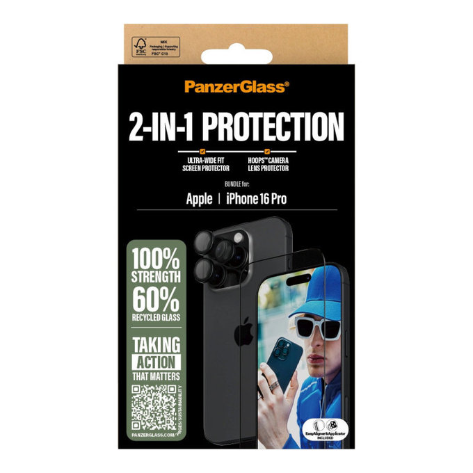 Bundle Hoops + προστατευτικό γυαλί UWF για iPhone 16 Pro, PanzerGlass