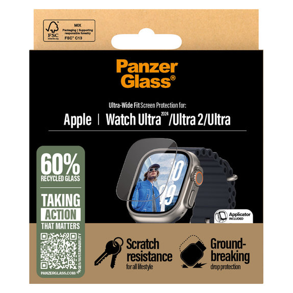Σκληρυμένο γυαλί για Apple Watch Ultra 2024/Ultra 2/Ultra, Διάφανο, PanzerGlass