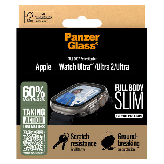 Σκληρυμένο γυαλί Full Body Slim για Apple Watch Ultra 2024/Ultra 2/Ultra, Διάφανο, PanzerGlass