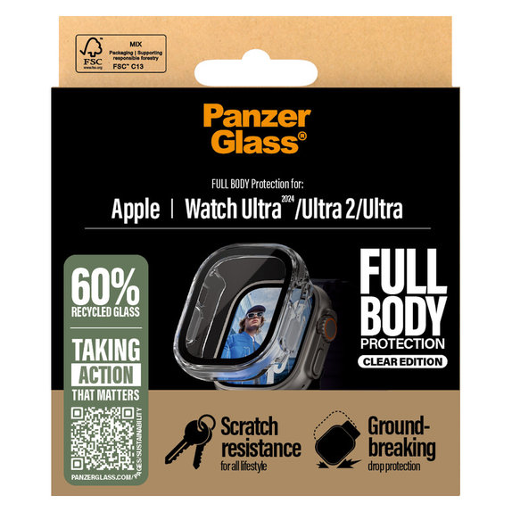 Σκληρυμένο γυαλί Full Body για Apple Watch Ultra 2024/Ultra 2/Ultra, Διάφανο, PanzerGlass