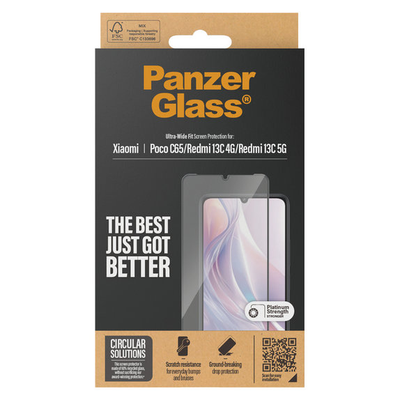 Σκληρυμένο γυαλί UWF για Xiaomi Redmi 13C 5G, Μαύρο, PanzerGlass