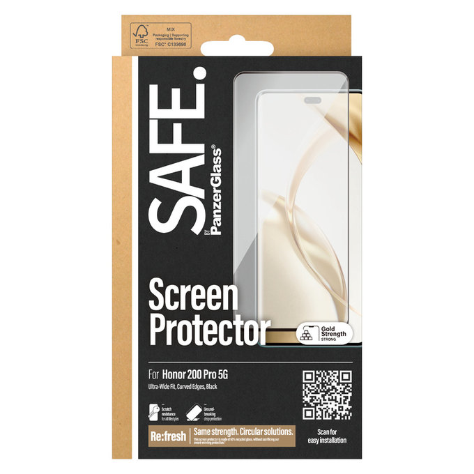 Σκληρυμένο γυαλί UWF για Honor 200 Pro, Μαύρο, SAFE by PanzerGlass