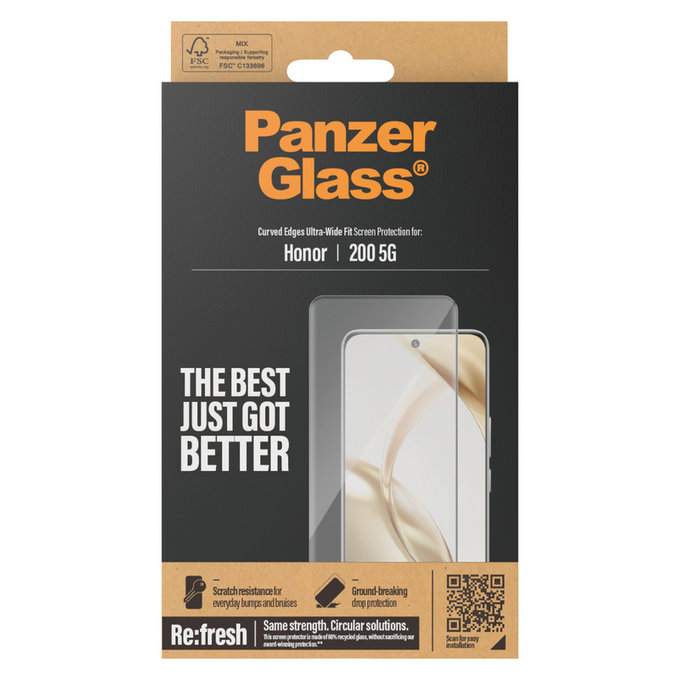 Σκληρυμένο γυαλί Re:Fresh UWF για Honor 200, Μαύρο, PanzerGlass