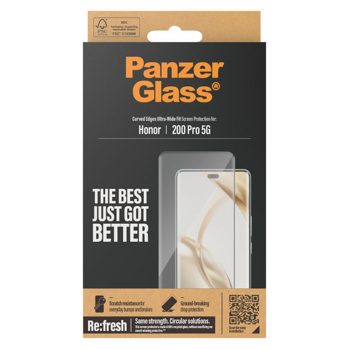 Σκληρυμένο γυαλί Re:Fresh UWF για Honor 200 Pro, Μαύρο, PanzerGlass