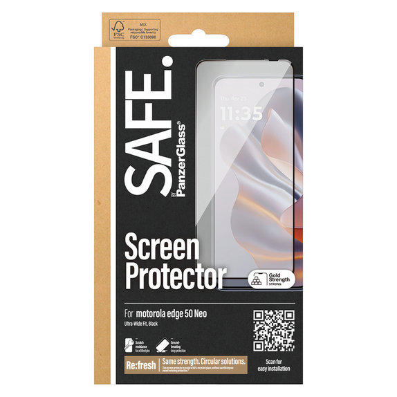 Σκληρυμένο γυαλί UWF για Motorola Edge 50 Neo, Μαύρο, SAFE by PanzerGlass